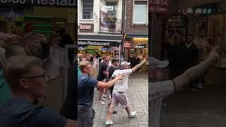 England and German fans fight after Germany’s elimination from the Euros to Spain