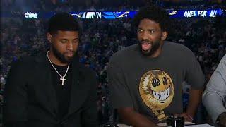 Joel Embiid hints at 76ers getting Paul George while sitting next to him 