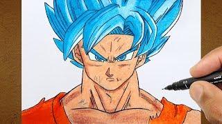 COMO DESENHAR GOKU SUPER SAYAJIN BLUE - DESENHANDO ANIME