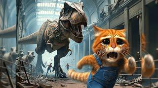 Cat Was Chased By The Dinosaur   #cat