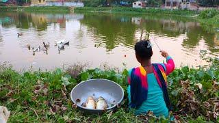 Fishing Video  Anyone will be amazed to see the fishing talent of the fisherman girl