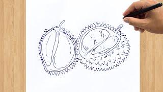 Durian Drawing Easy - How to Draw a Durian Fruit Step by Step