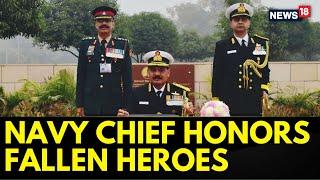 Navy Chief Admiral Dinesh Tripathi lays a wreath at the National War Memorial  English News