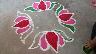 Mini rangoli design  3×3 Dots small muggulu  Kamal traditional kolangal