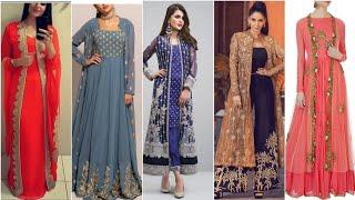 Latest Long Shrugs Designs Open-Shirt Party Wears Gown Style Party Wears #openshirts #partywears