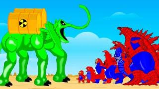 Evolution Of GODZILLA SPIDER & KONG vs BubbaPhant RADIATION  Who Will Win? Godzilla Cartoon