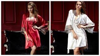 Женская одежда с AliExpress Xifenni Кружевная ночная сорочка из двух частей