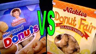 Little Debbie Mini Glazed VS Nickles Fair Twirls - FoodFights Reviews the Best Store Bought Donuts