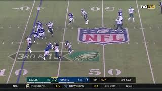 Carson Wentz with a 39 Yard Pass to Boston Scott 