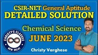 CSIR-NET JUNE 2023 Part A  Full Solutions  Chemical Sciences  General Aptitude  Christy Varghese