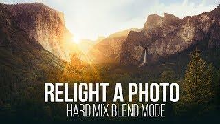 Relighting a photo with Hard Mix Blend Mode