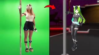 i put her in vrchat for the first time with full body tracking