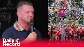 Crowds gather for Tommy Robinson protest and counter-march in London