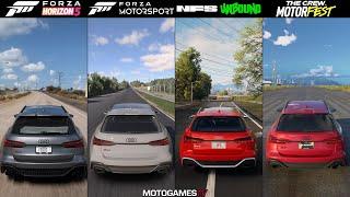 Forza Horizon 5 vs Forza Motorsport vs NFS Unbound vs The Crew Motorfest - Audi RS6 Sound Comparison