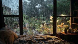 Fall into Sleep Immediately with Softened Rain on the Flower Garden  for Insomnia Study Relax ️