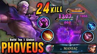 24 Kills + MANIAC Offlane Monster Phoveus Brutal Damage Build - Build Top 1 Global Phoveus  MLBB