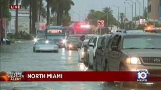 Traffic snarled drivers ignore laws amid flooding in North Miami