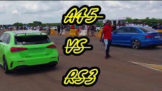 Stock Audi RS3 sedan destroys most powerful production 4 cylinder Audi RS3 VS Mercedes AMG A45s