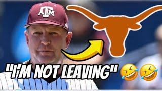 Update he did leave  Texas A&M Manager Jim Schlossnagle bounces to Texas after declaring he’s not