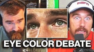 It says green on my drivers license - Travis and Jason debate true color of Travis eyes