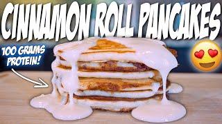 THESE CINNAMON ROLL PANCAKES ARE A GAMECHANGER  100G Protein ONLY 15G Carbs