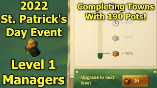 Forge of Empires 2022 St. Patricks Day Event - How To Complete Towns with Only Level 1 Managers