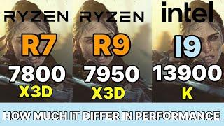 7800x3d vs 5800x3d  vs R9 7950X3D vs 13900k VS  İ5 13600K best 1080P gaming CPU IN 2023