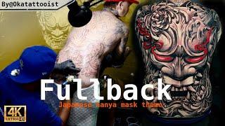 Impressive Full Back Japanese Hanya Mask Tattoo Theme Done Artists By Okatattooist