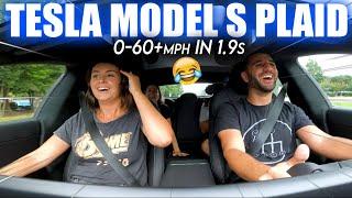 Tesla Plaid LAUNCH Reaction 100 mph - Tesla Plaid Reaction - Tesla Plaid Drag Strip