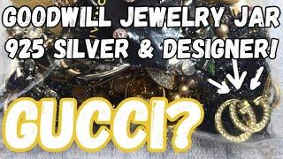 GUCCI GIVENCHY & 925 SILVER  DESIGNER Mystery Goodwill Jewelry Jar Unboxing #jewelryunboxing