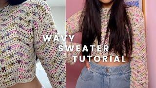 wavy cropped crochet sweater tutorial