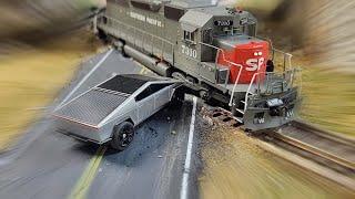 RC Tesla Cybertruck Goes Wild On HO Scale Layout