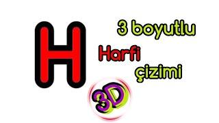 3 Boyutlu H Harfi Çizimi  How to Draw 3D Letter H