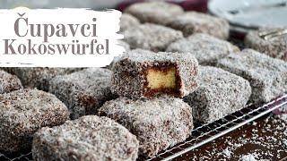 Köstliche Kokoswürfel EASY peasy selber machen  Cupavci  Lamington Rezept