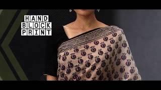 Indology Presents Hand Block Print Bagru Sarees