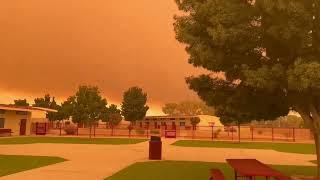 Orange sky at Riverside Preparatory Middle School due to nearby fires