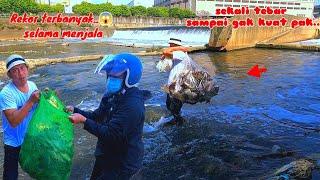 Rekor mengerikan.. jala ikan di bawah grojogan ekstrem bisa sampai seperti ini..‼️