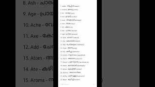English Words and Malayalam Meaning using letter A