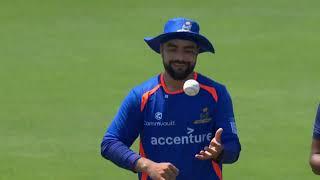 Rashid Khan bowls with a baseball