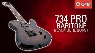 G4M 734 Pro Baritone Electric Guitar Black Burl Burst  Gear4music Guitars