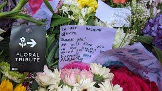 Floral tribute QUEEN ELIZABETH II Green Park flowers given by the people