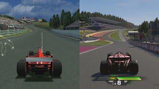 Evolution of Eau Rouge Corner at Spa in F1 Racing Games 1996 - 2024