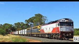 G521+S303+S313 haul Qube operated #9374 Tocumwal to Melbourne goods near Numurkah Victoria