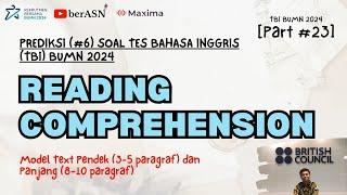 PREDIKSI MODEL SOAL TES BAHASA INGGRIS BUMN READING COMPREHENSION  TBI BUMN 2024  #6