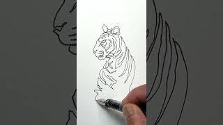 Fountain pen and glass pen art #onelinedrawing #tiger #fountainpen