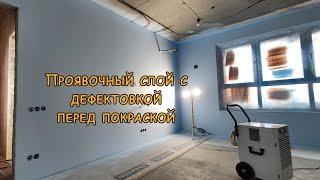 Дефектовка стен. Проявочный слой. Безвоздушная покраска.