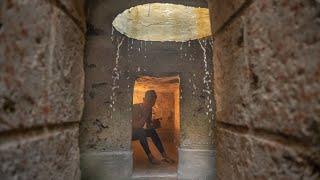 GIRL LIVING OFF GRID BUILD A SECRET UNDERGROUND TUNNEL SHELTER WITH WATER POOL ENTRANCE