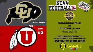 NCAA14 College Football Revamped  Colorado Coach Que at #2 Utah CPU - Upset??