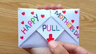 DIY - SURPRISE MESSAGE CARD FOR MOTHERS DAY  Pull Tab Origami Envelope Card  Mothers Day Card