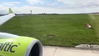 Air Baltic A220-300 YL-CSF taxiing & takeoff from Hannover 4KHDR